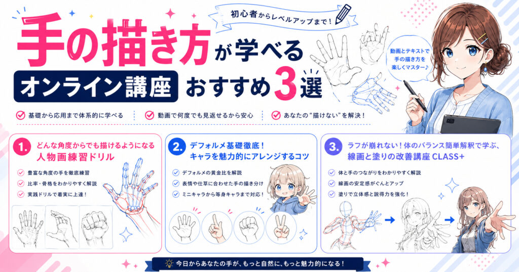 手の描き方が学べるオンライン講座おすすめ3選